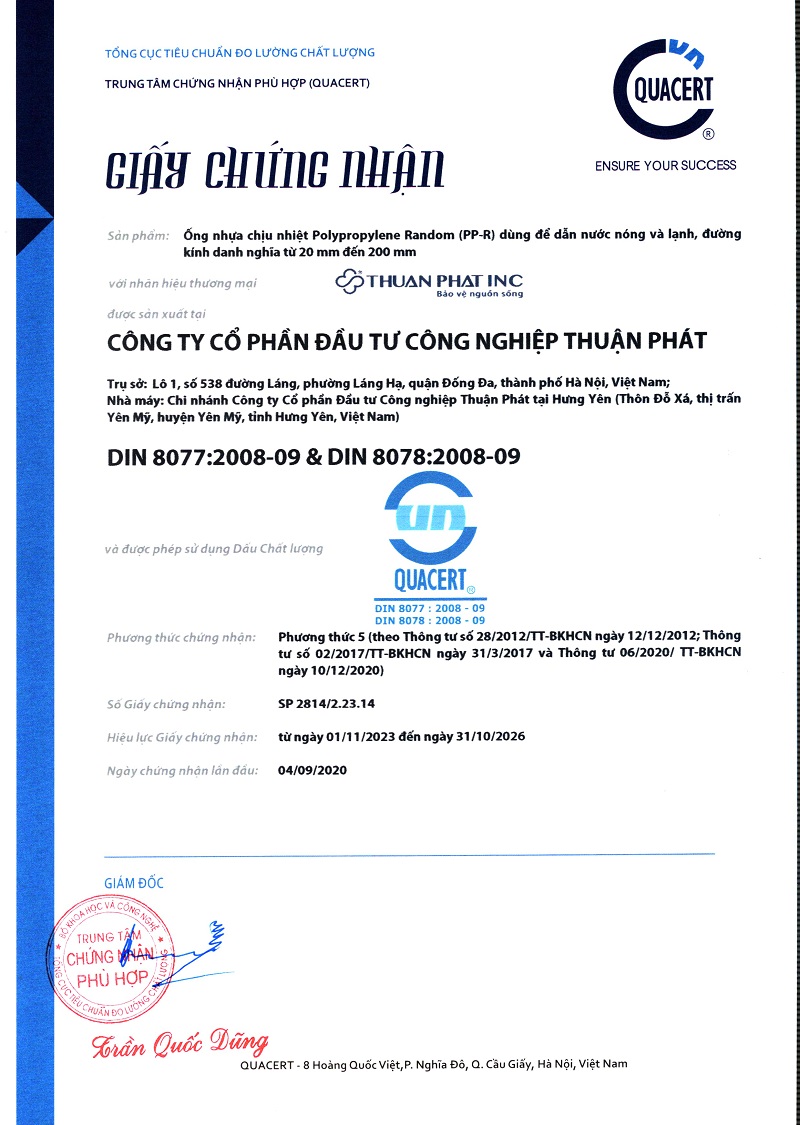 tiêu chuẩn DIN cho ống PPR