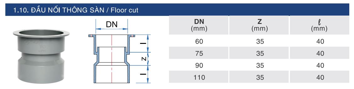Quy cách đầu nối thông sàn 
