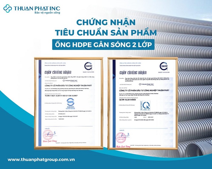 chứng nhận ống hdpe gân sóng 2 lớp Thuận Phát